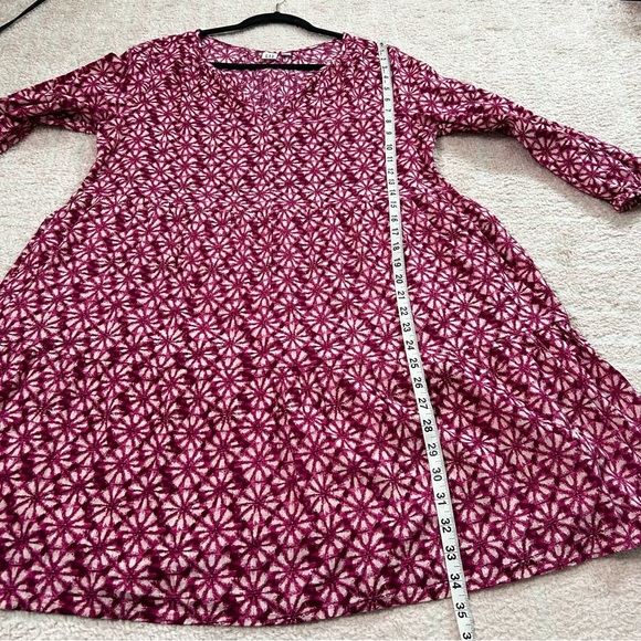 GAP Magenta Pink Floral Print Dress 3/4 Sleeves Size Medium Cotton Blend Midi - Picture 9 of 11